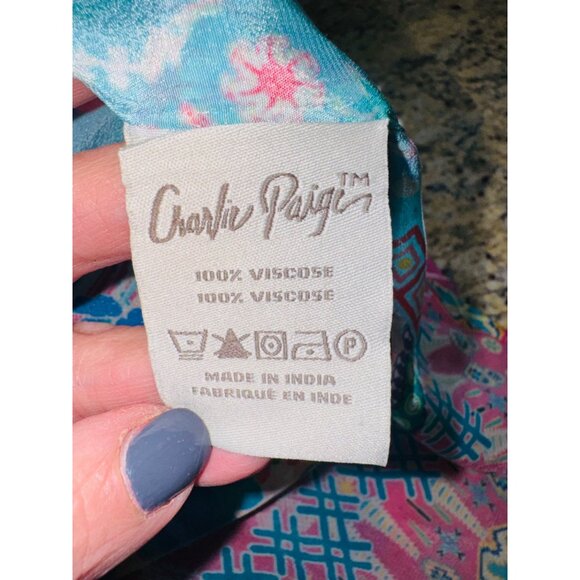NWT Charlie Paige Multicolor Floral Boho Tunic Kaftan Top One Size 100% Viscose - Picture 6 of 11